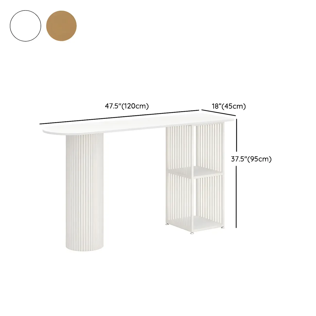 Scandinavian White Stone Top Striped Metal Storage Bar Tables Image - 9