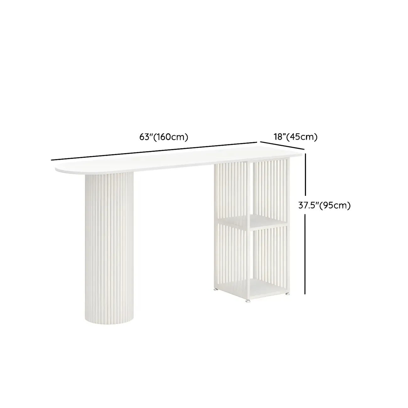 Scandinavian White Stone Top Striped Metal Storage Bar Tables Image - 11