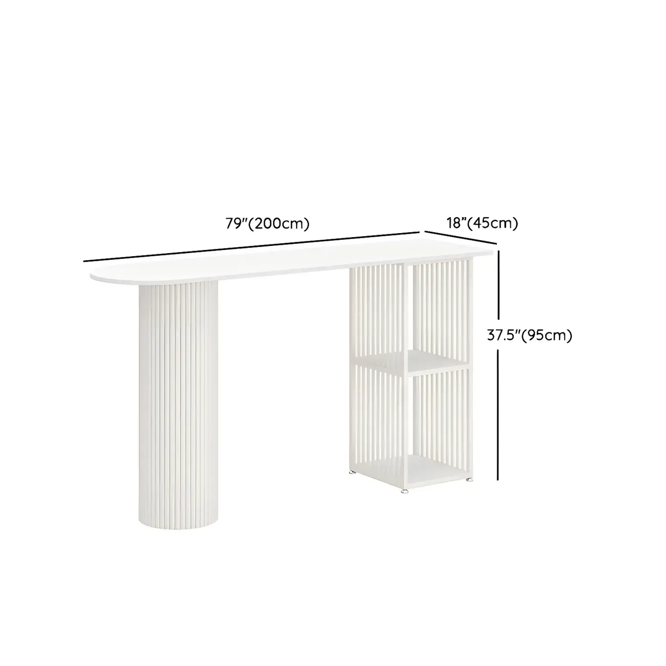 Scandinavian White Stone Top Striped Metal Storage Bar Tables Image - 13