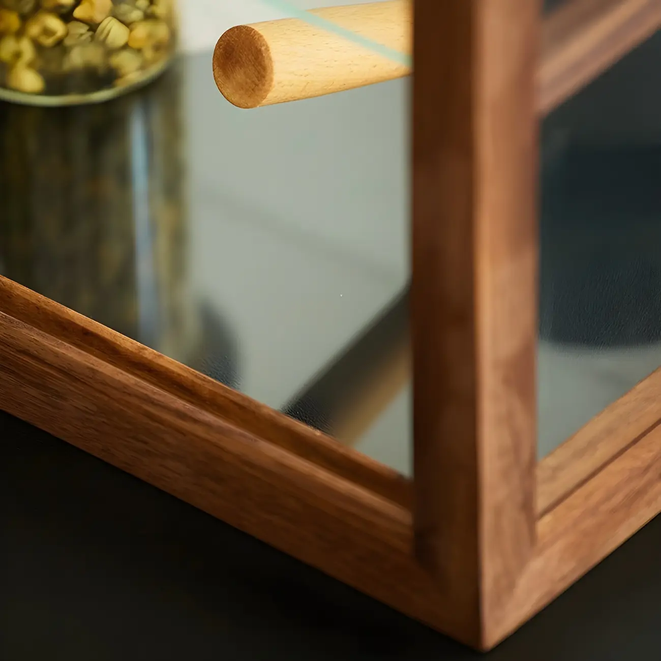 Rustic 2-tier Espresso Wood Display Cabinet for Table Top Image - 8 | homeyfad