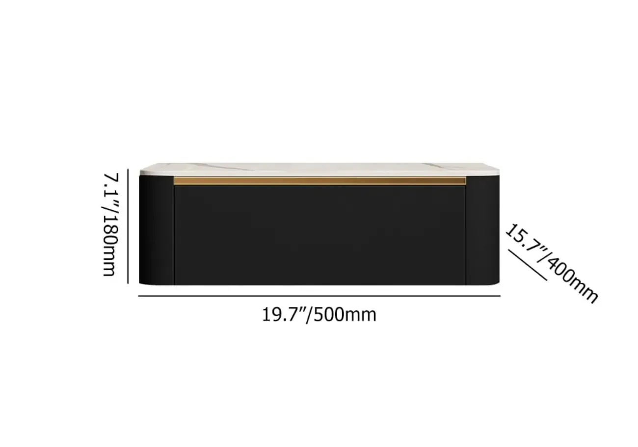 Modern Wood Stone Top Floating Nightstand with Drawer Image - 10