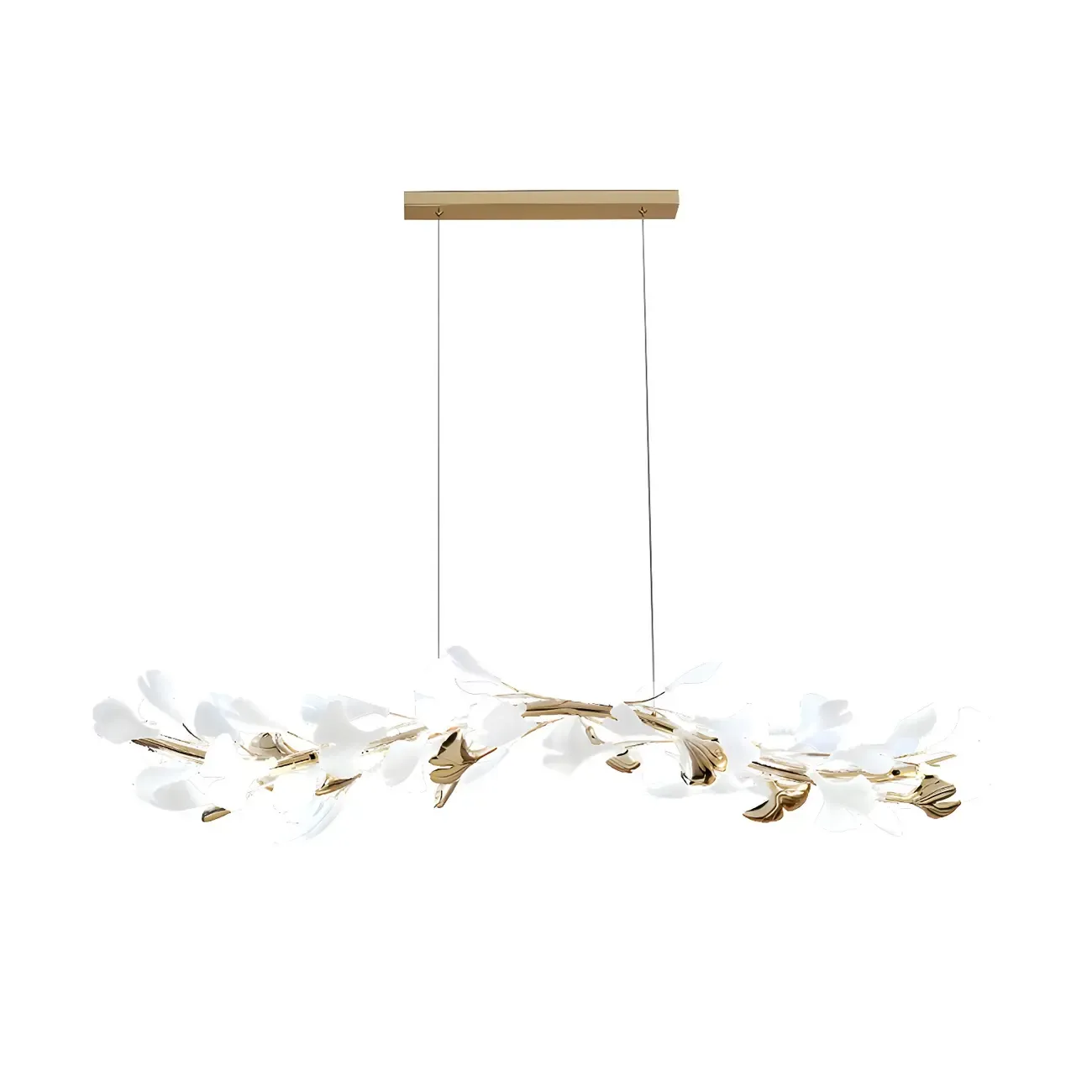 Adjustable Modern White 8-Light Leaf Island Light  Image - 5
