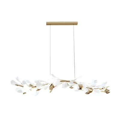 Adjustable Modern White 8-Light Leaf Island Light  Image - 5