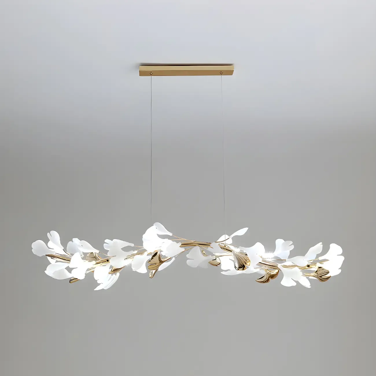 Adjustable Modern White 8-Light Leaf Island Light  Image - 7