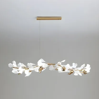 Adjustable Modern White 8-Light Leaf Island Light  Image - 7