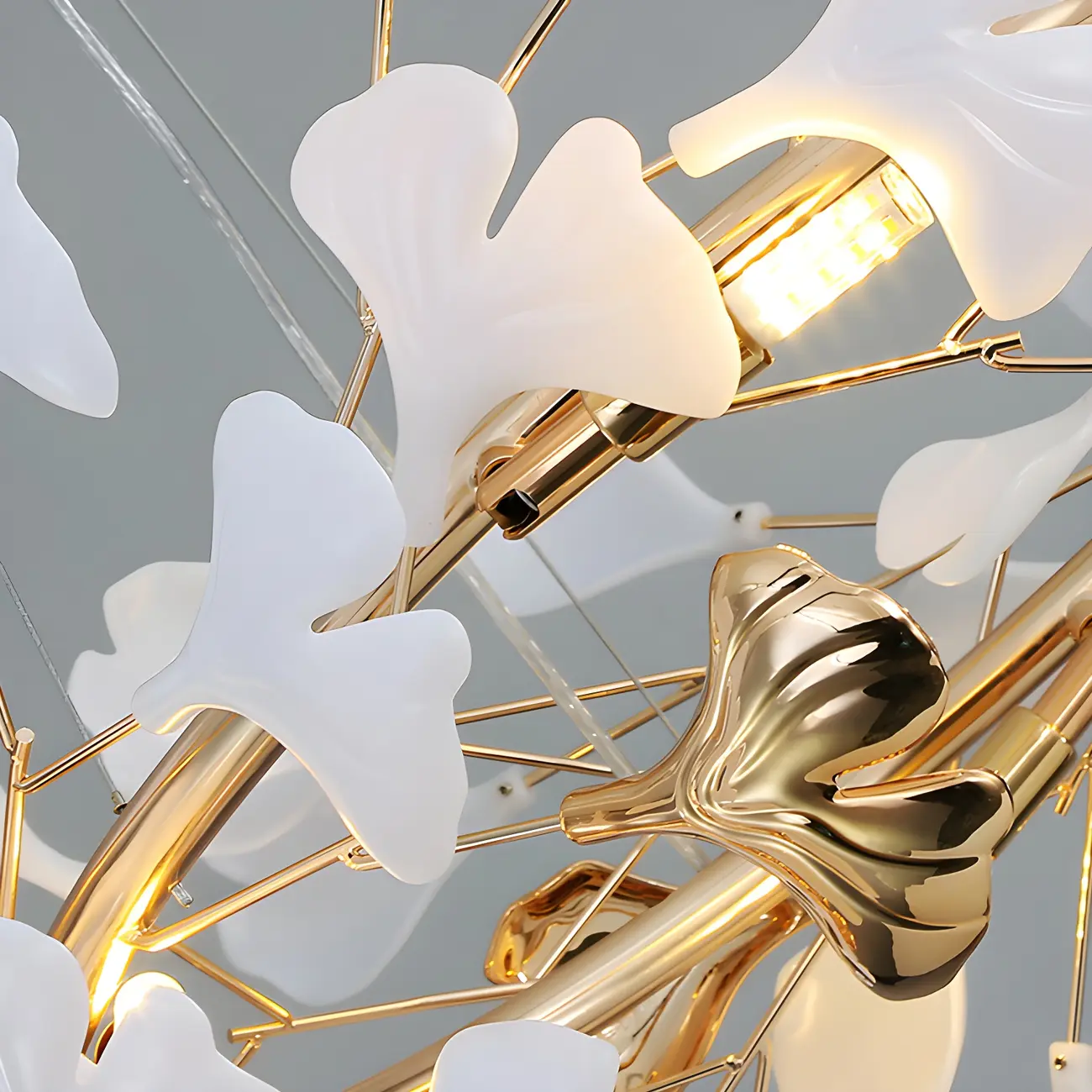 Adjustable Modern White 8-Light Leaf Island Light  Image - 8 | homeyfad