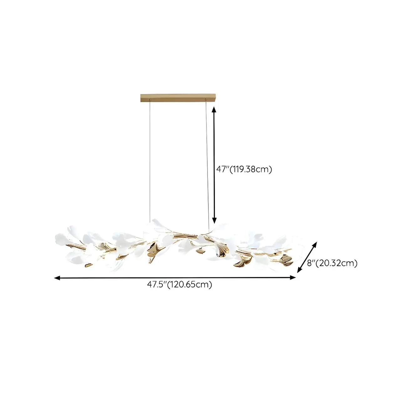 Adjustable Modern White 8-Light Leaf Island Light  #size