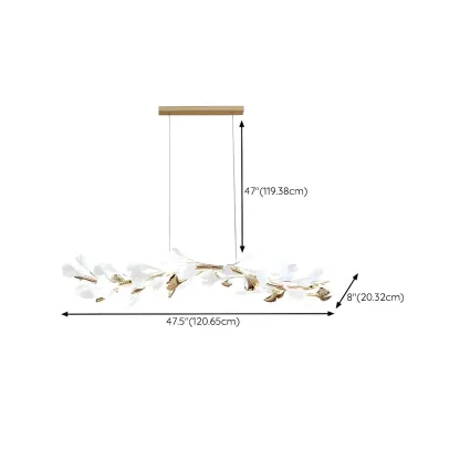 Adjustable Modern White 8-Light Leaf Island Light  #size