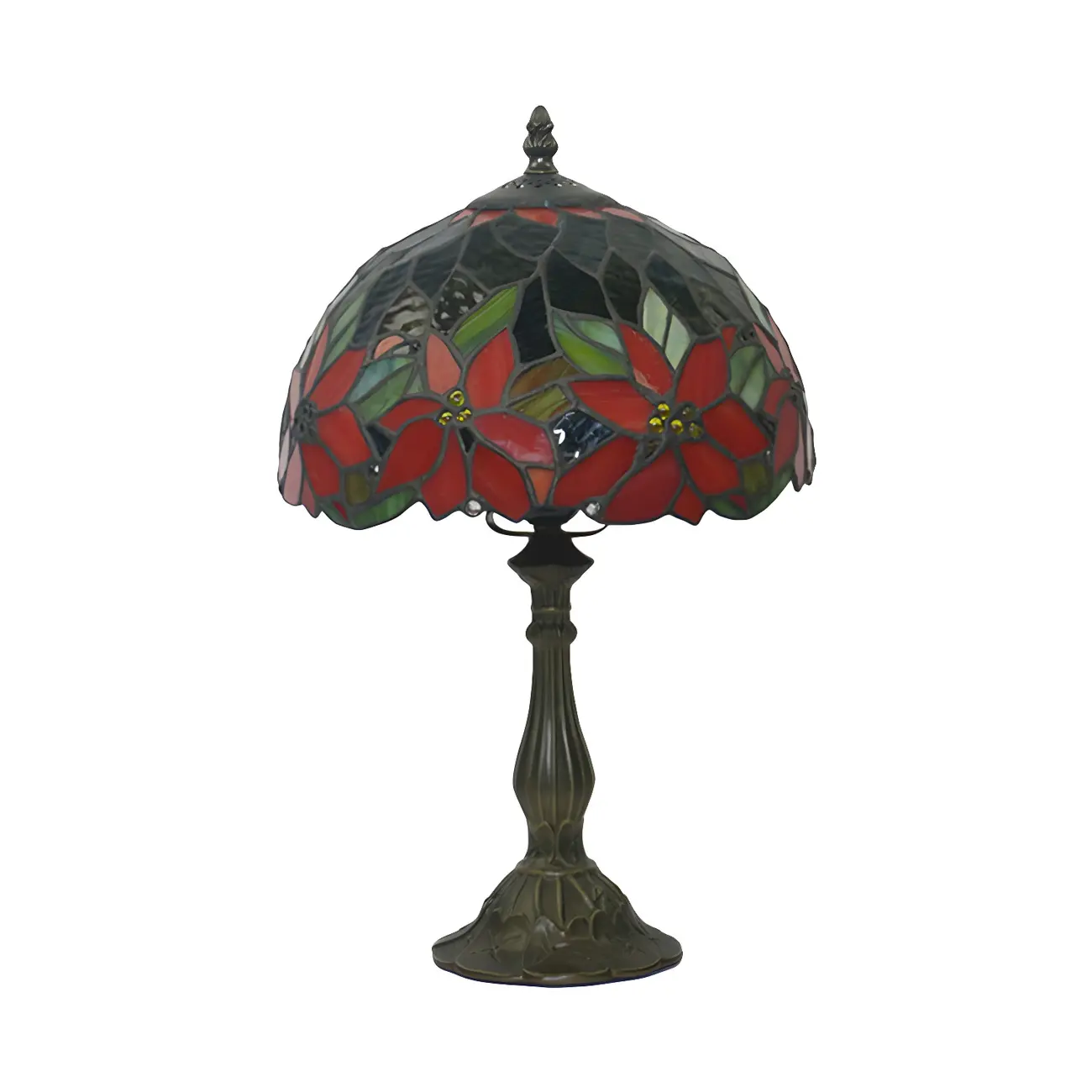 Vintage Red Stained Art Glass Table Lamp Barrel Shape Image - 3 | homeyfad