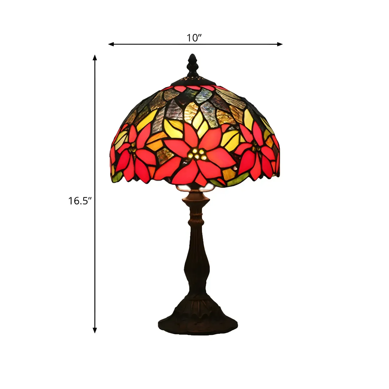 Vintage Red Stained Art Glass Table Lamp Barrel Shape Image - 4