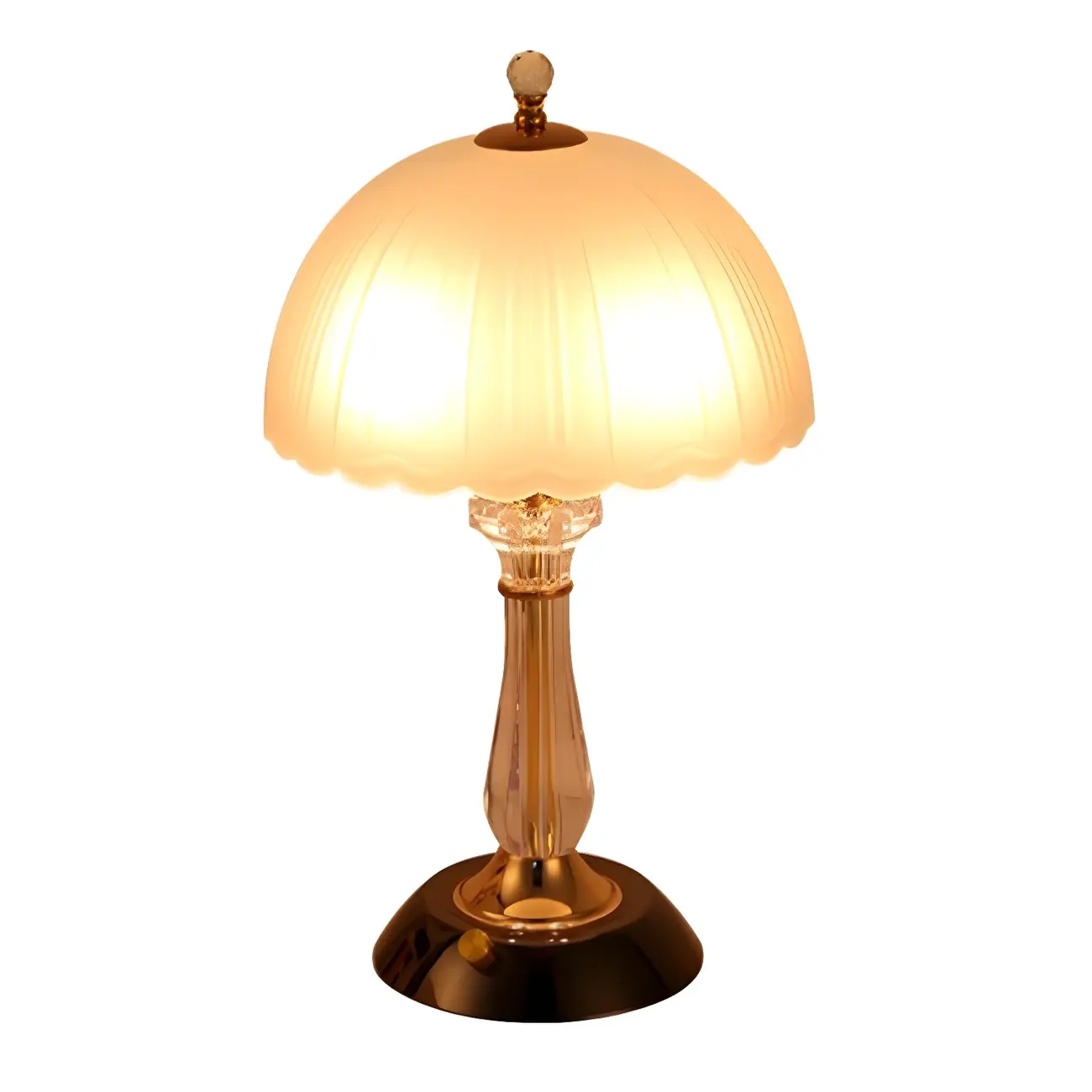 Elegant White Glass Metal Umbrella-Shaped Table Lamp Image - 6 | homeyfad