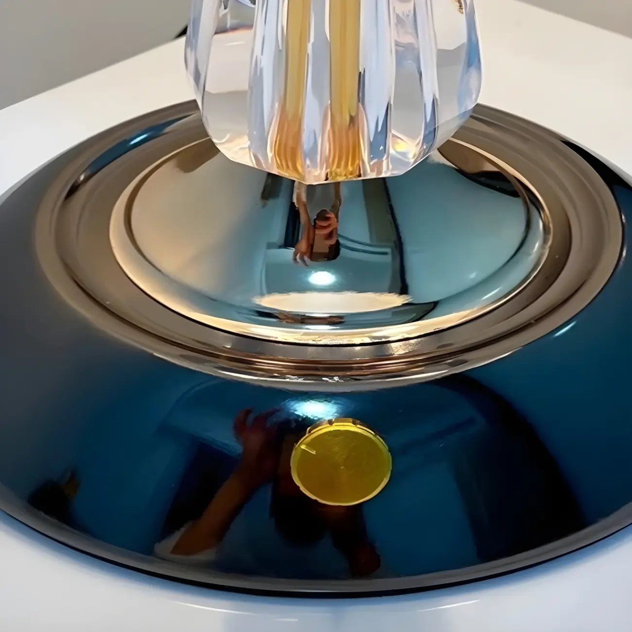 Elegant White Glass Metal Umbrella-Shaped Table Lamp Image - 7 | homeyfad