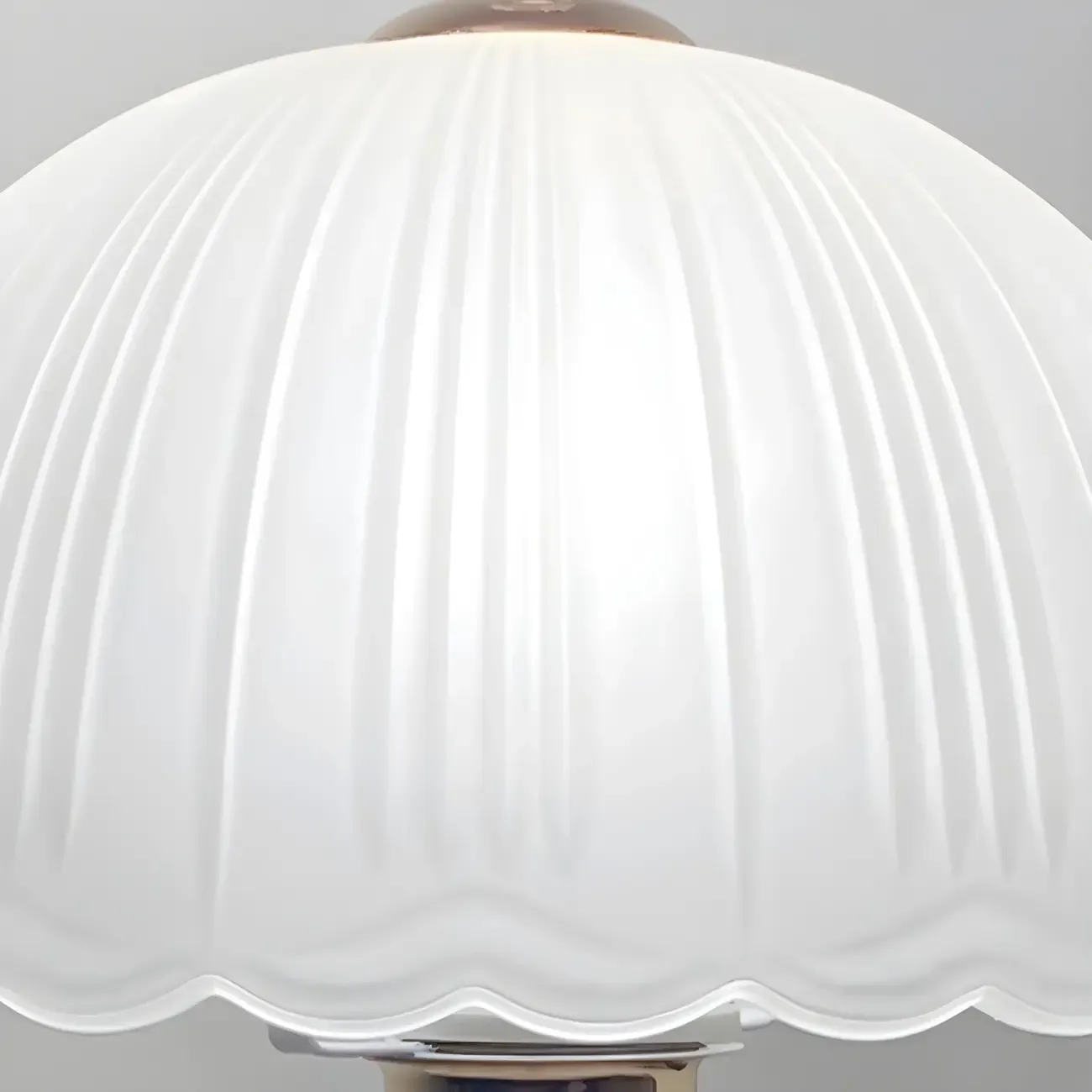 Elegant White Glass Metal Umbrella-Shaped Table Lamp Image - 9