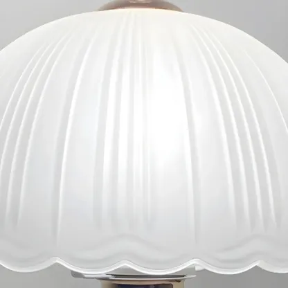 Elegant White Glass Metal Umbrella-Shaped Table Lamp Image - 9