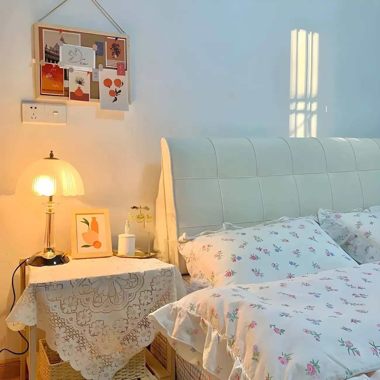 Elegant White Glass Metal Umbrella-Shaped Table Lamp Image - 11