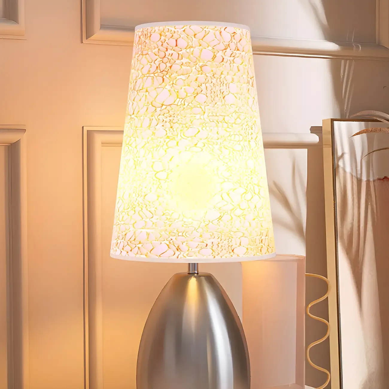 Elegant Black Fabric LED Touch Table Lamp for Bedroom  Image - 3