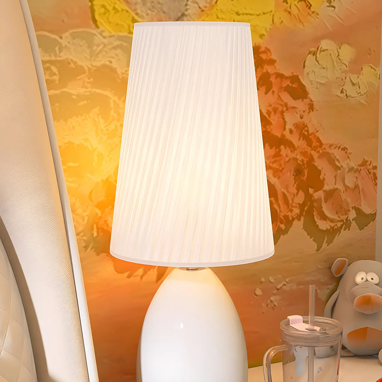 Elegant Black Fabric LED Touch Table Lamp for Bedroom  Image - 4 | homeyfad