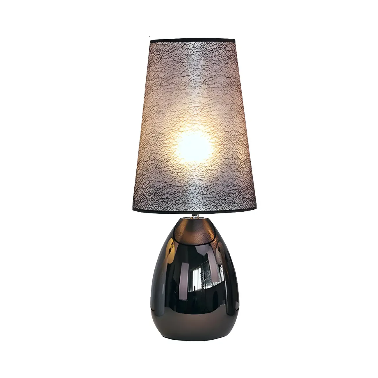 Elegant Black Fabric LED Touch Table Lamp for Bedroom  Image - 5