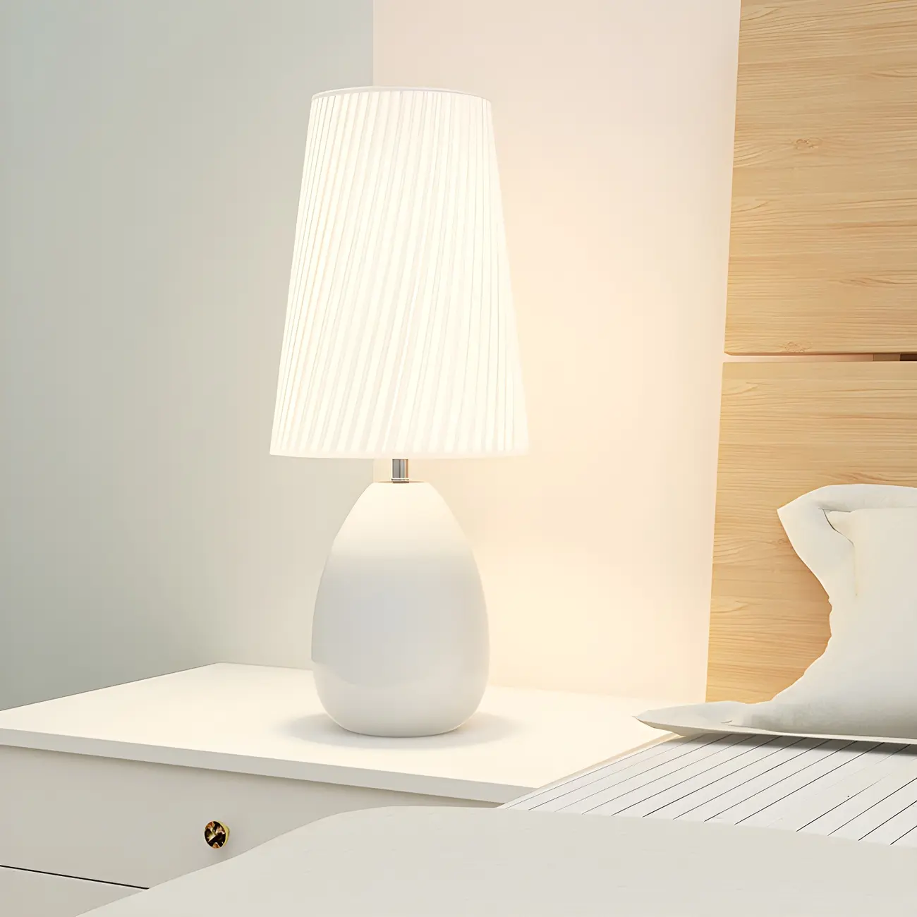 Elegant Black Fabric LED Touch Table Lamp for Bedroom  Image - 7 | homeyfad