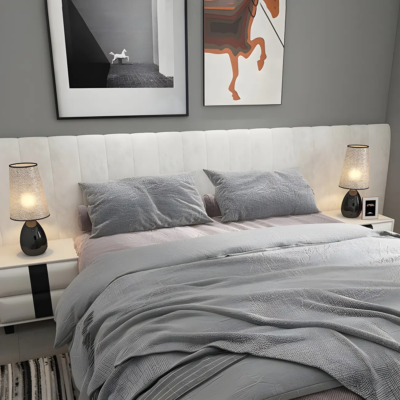 Elegant Black Fabric LED Touch Table Lamp for Bedroom  Image - 11 | homeyfad