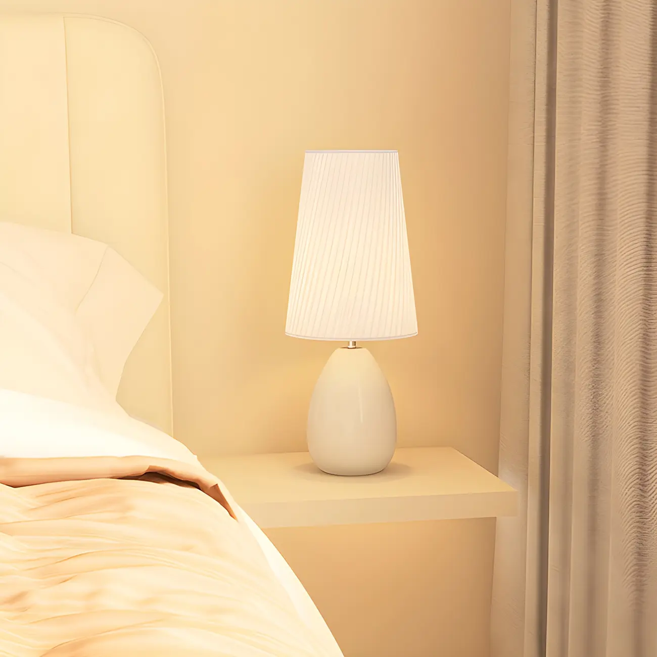 Elegant Black Fabric LED Touch Table Lamp for Bedroom  Image - 15 | homeyfad