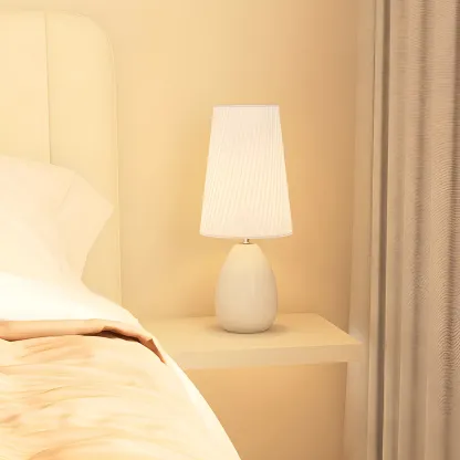 Elegant Black Fabric LED Touch Table Lamp for Bedroom  Image - 15