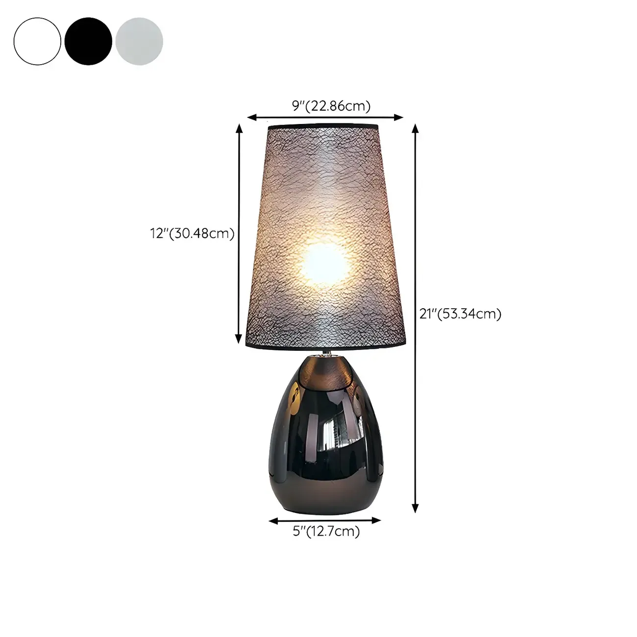 Elegant Black Fabric LED Touch Table Lamp for Bedroom  #size