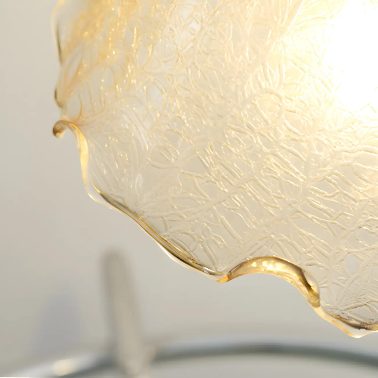 Exquisite Brown Glass Curved Arm Flower Shaped Table Lamp Image - 3 | homeyfad