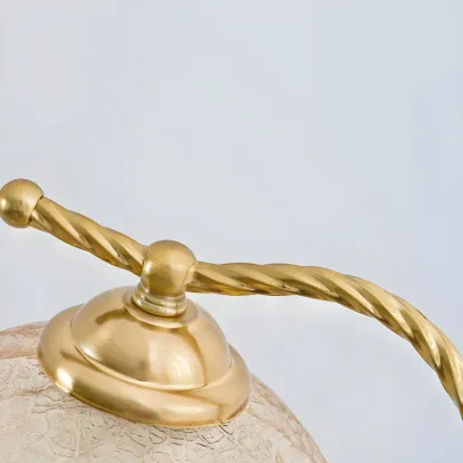 Exquisite Brown Glass Curved Arm Flower Shaped Table Lamp Image - 8