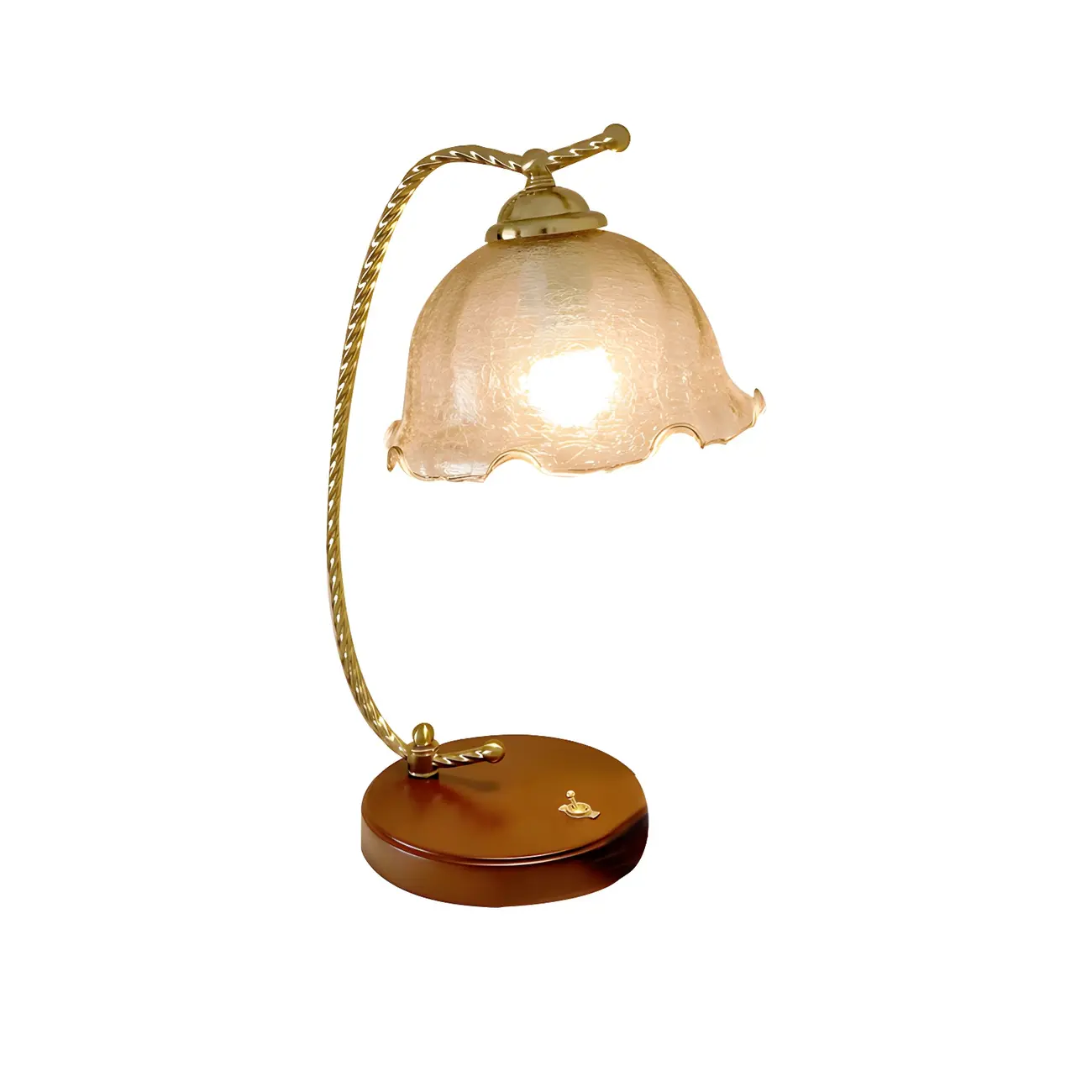 Exquisite Brown Glass Curved Arm Flower Shaped Table Lamp Image - 9 | homeyfad