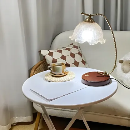 Exquisite Brown Glass Curved Arm Flower Shaped Table Lamp Image - 4