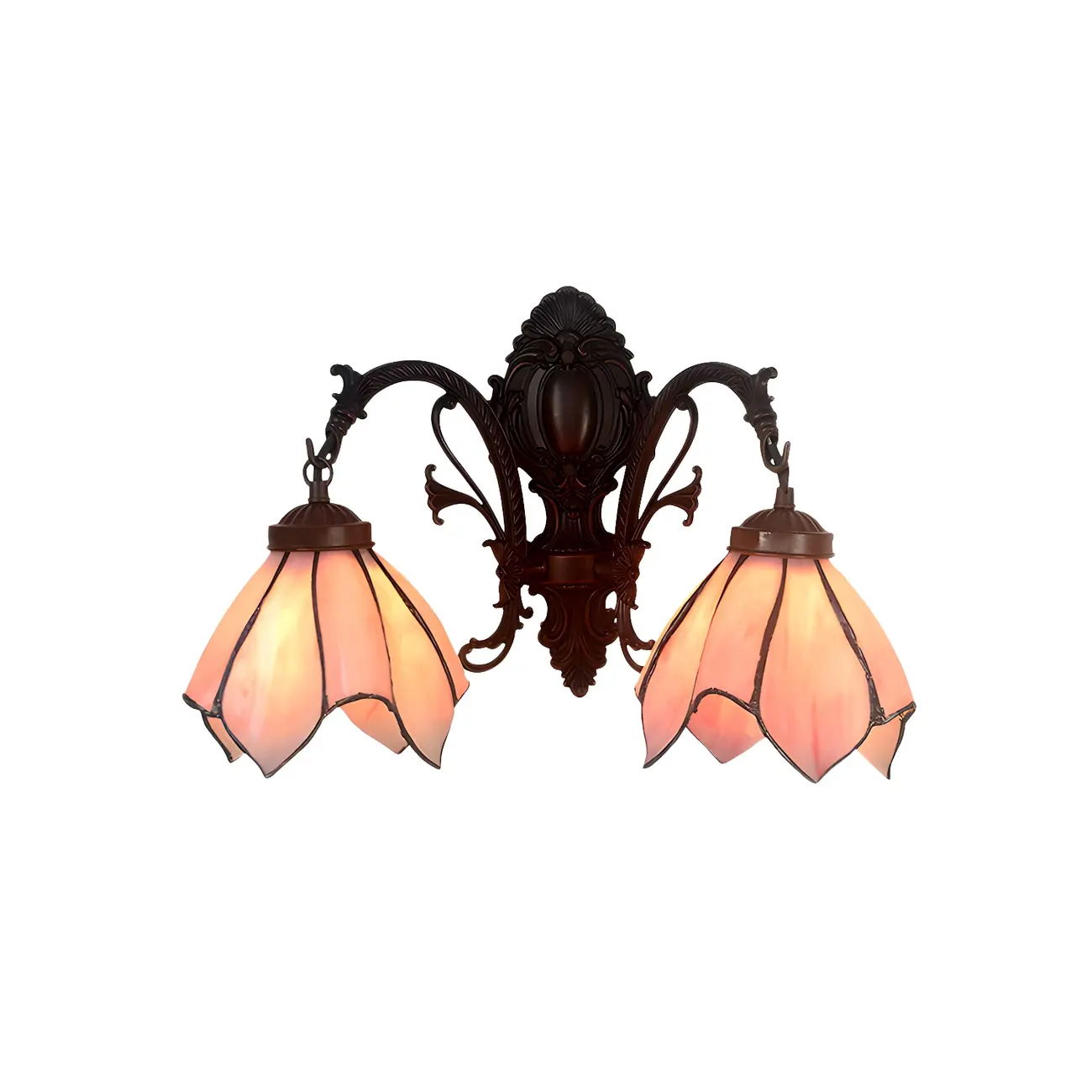 Victorian Floral Copper Wall Light Sconce with Glass Shade Image - 4 | homeyfad