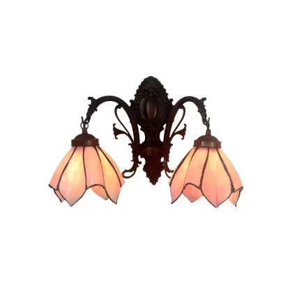 Victorian Floral Copper Wall Light Sconce with Glass Shade Image - 4
