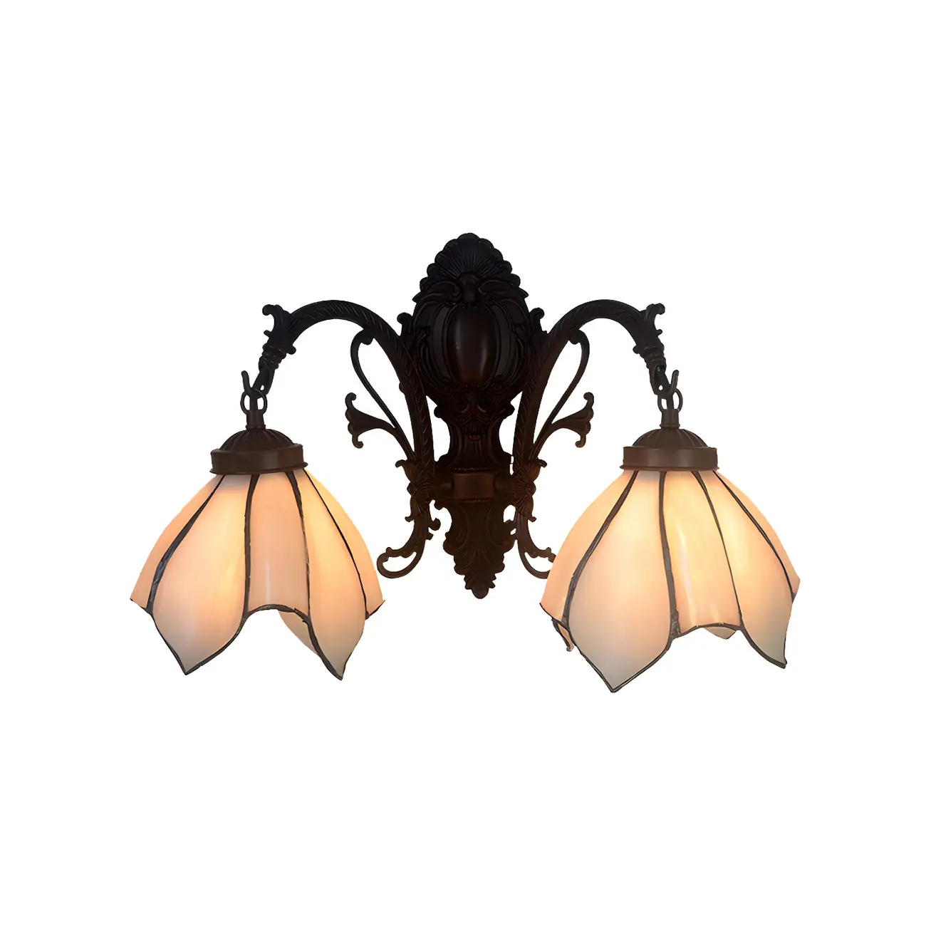 Victorian Floral Copper Wall Light Sconce with Glass Shade Image - 7 | homeyfad