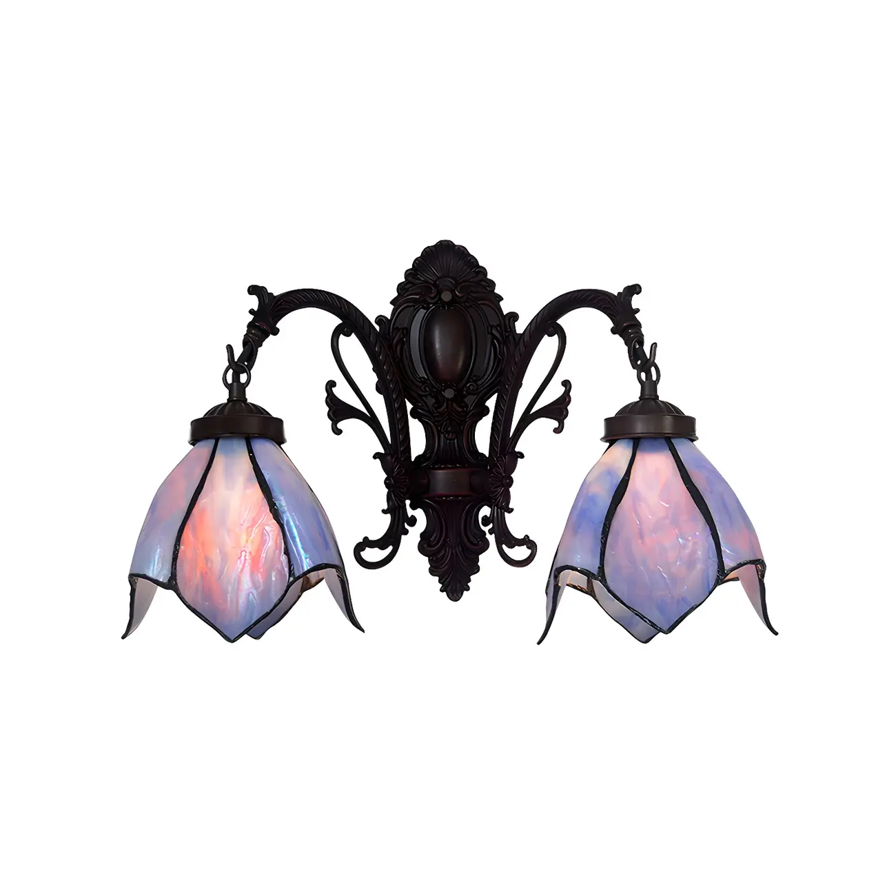 Victorian Floral Copper Wall Light Sconce with Glass Shade Image - 12 | homeyfad