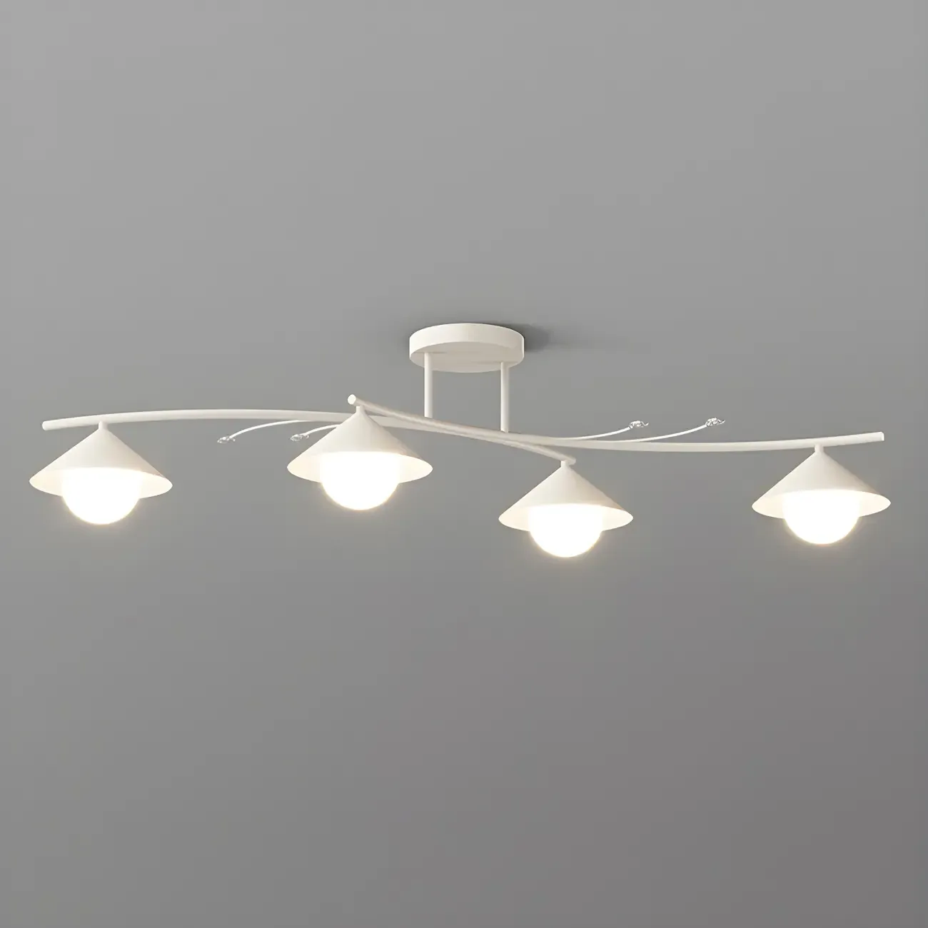 Sleek Modern White Metal Island Pendant Light Image - 3