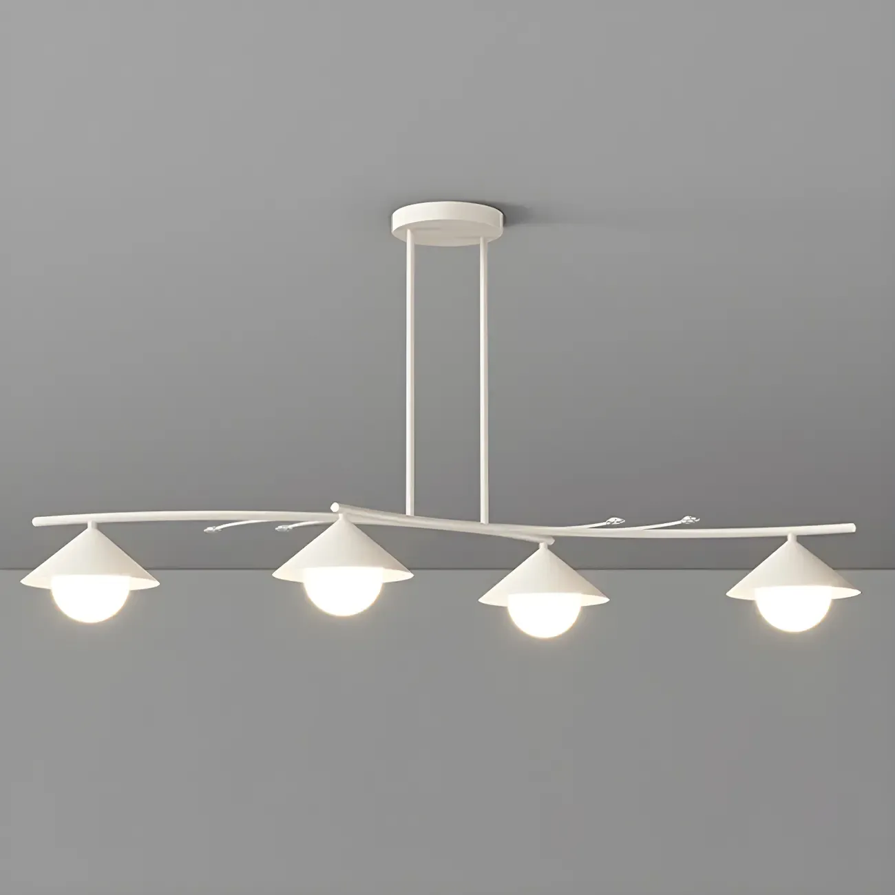 Sleek Modern White Metal Island Pendant Light Image - 4