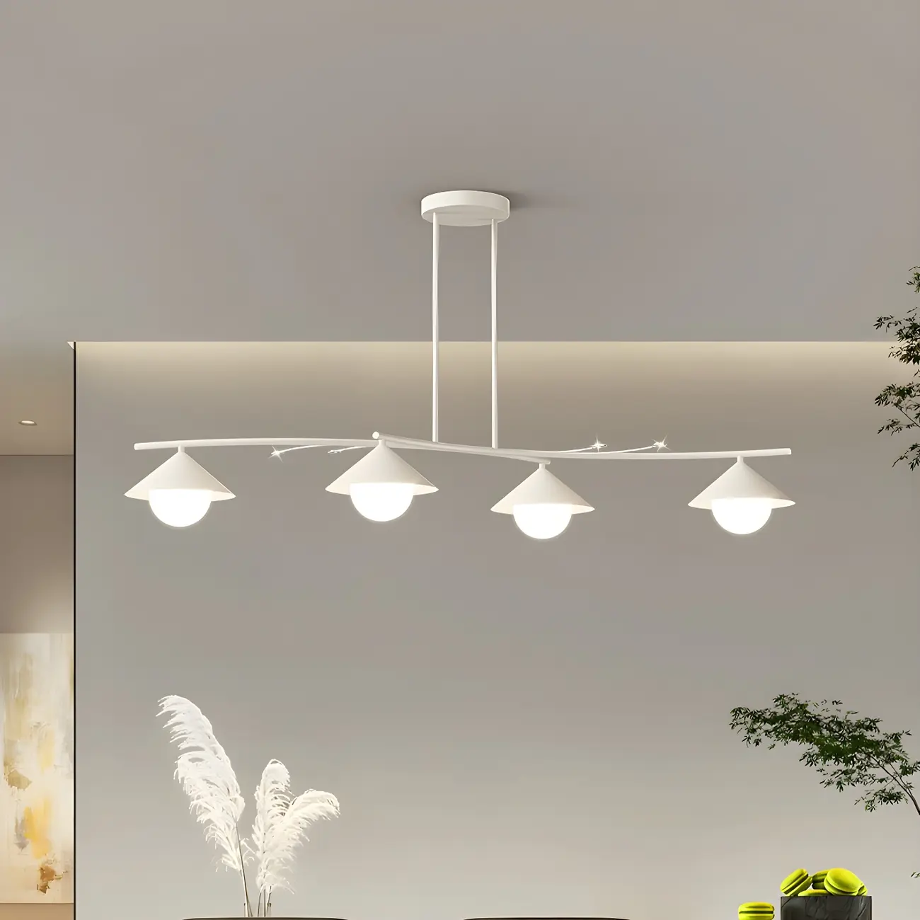 Sleek Modern White Metal Island Pendant Light Image - 5 | homeyfad