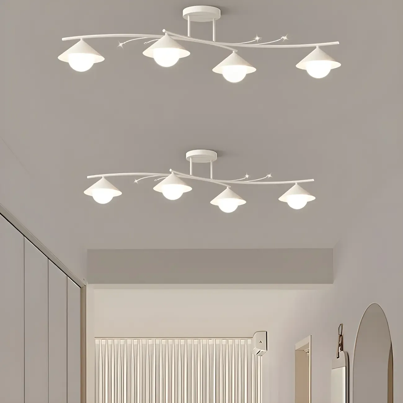 Sleek Modern White Metal Island Pendant Light Image - 1