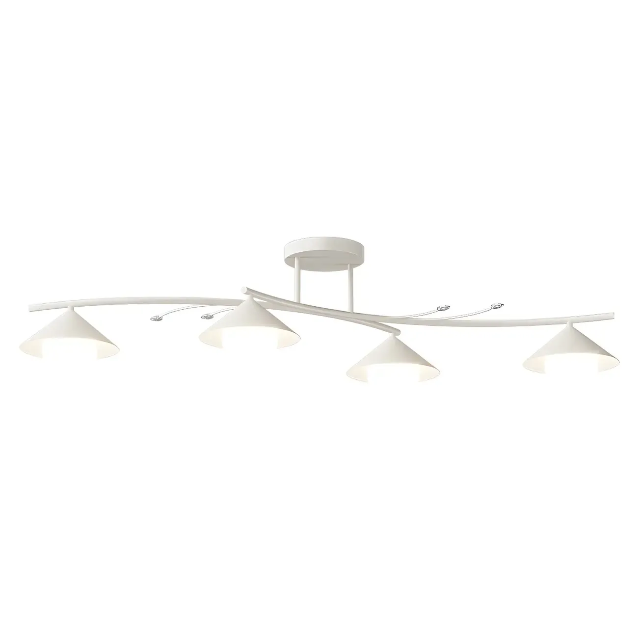 Sleek Modern White Metal Island Pendant Light Image - 7