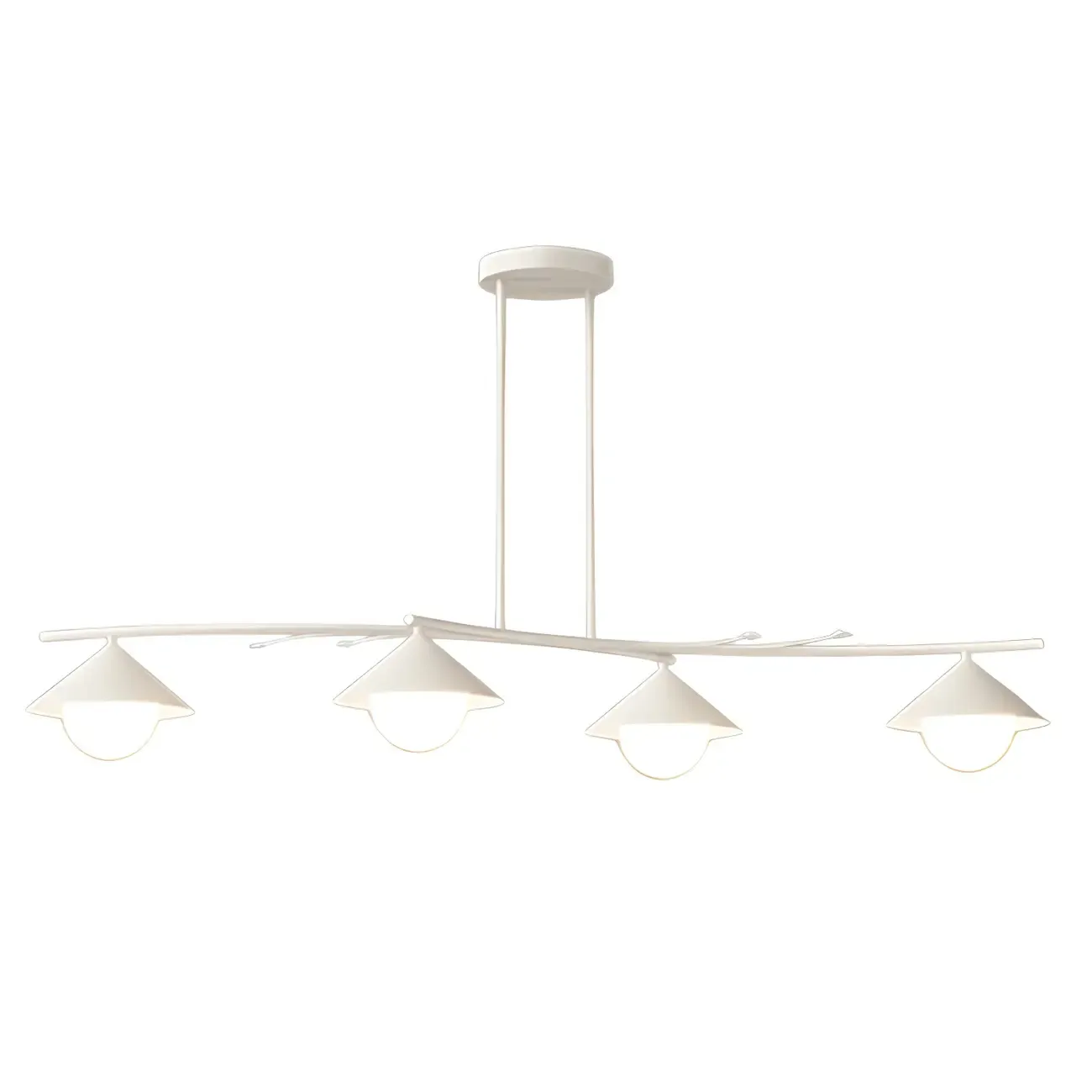 Sleek Modern White Metal Island Pendant Light Image - 8