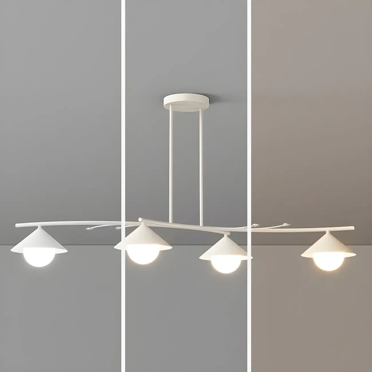 Sleek Modern White Metal Island Pendant Light Image - 9