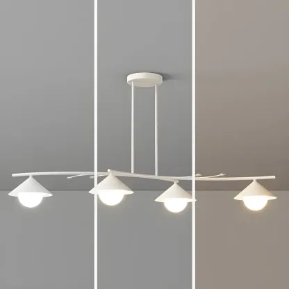 Sleek Modern White Metal Island Pendant Light Image - 9
