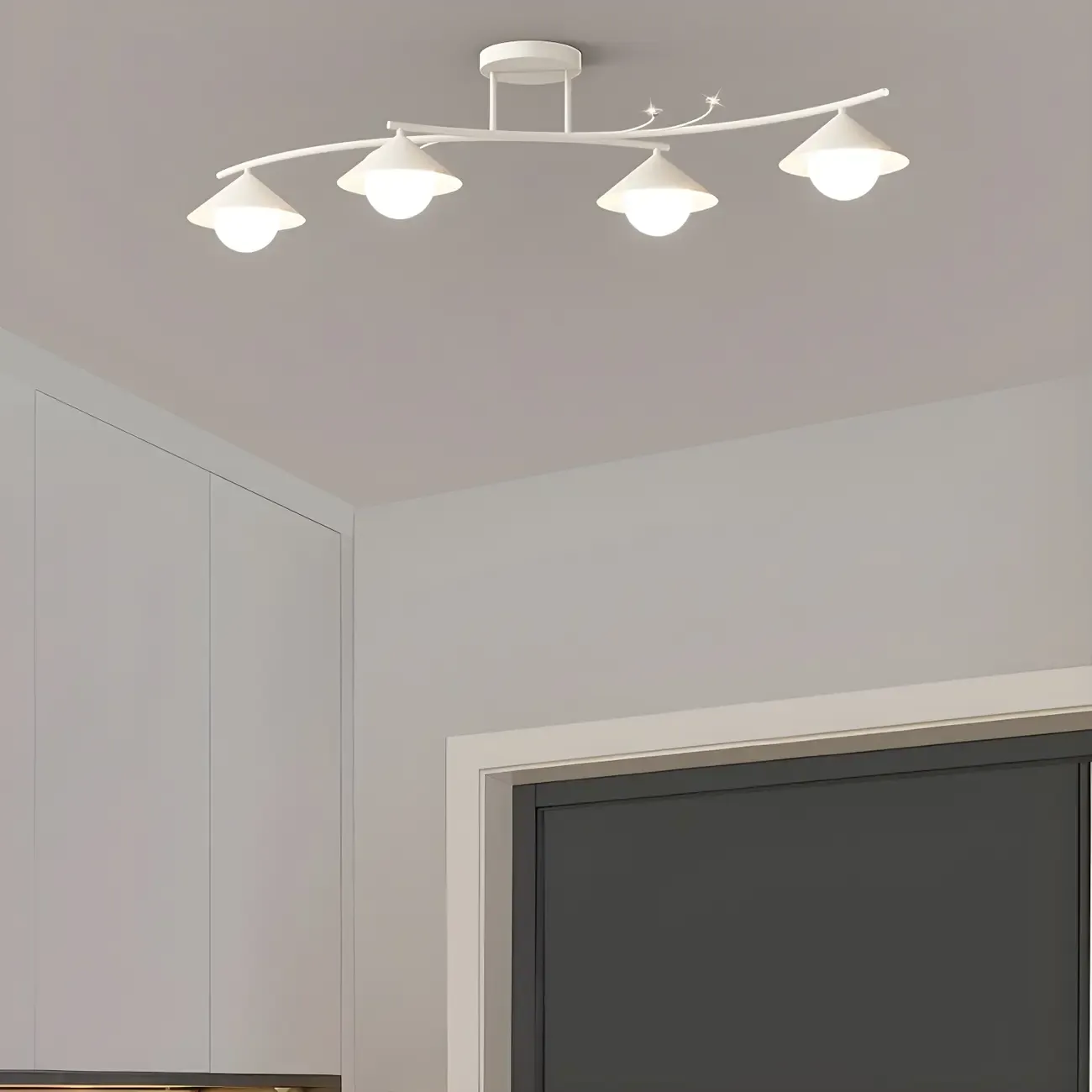 Sleek Modern White Metal Island Pendant Light Image - 13