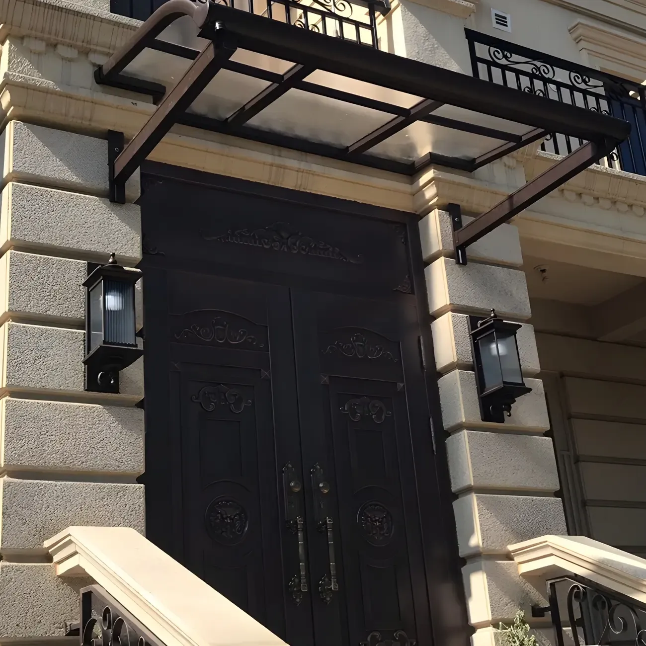 Modern Black Geometric Glass Shade Outdoor Wall Light Image - 3