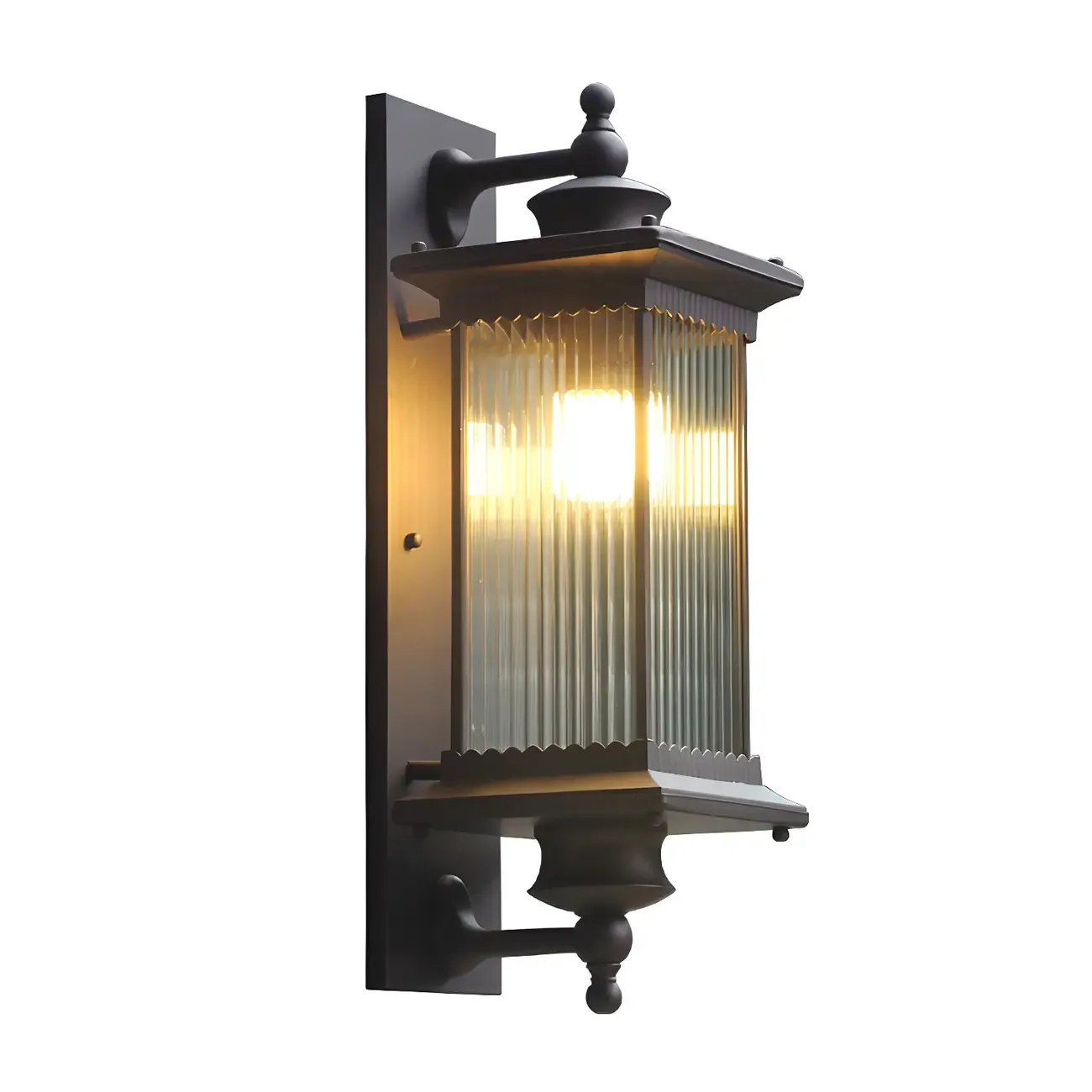 Modern Black Geometric Glass Shade Outdoor Wall Light Image - 4