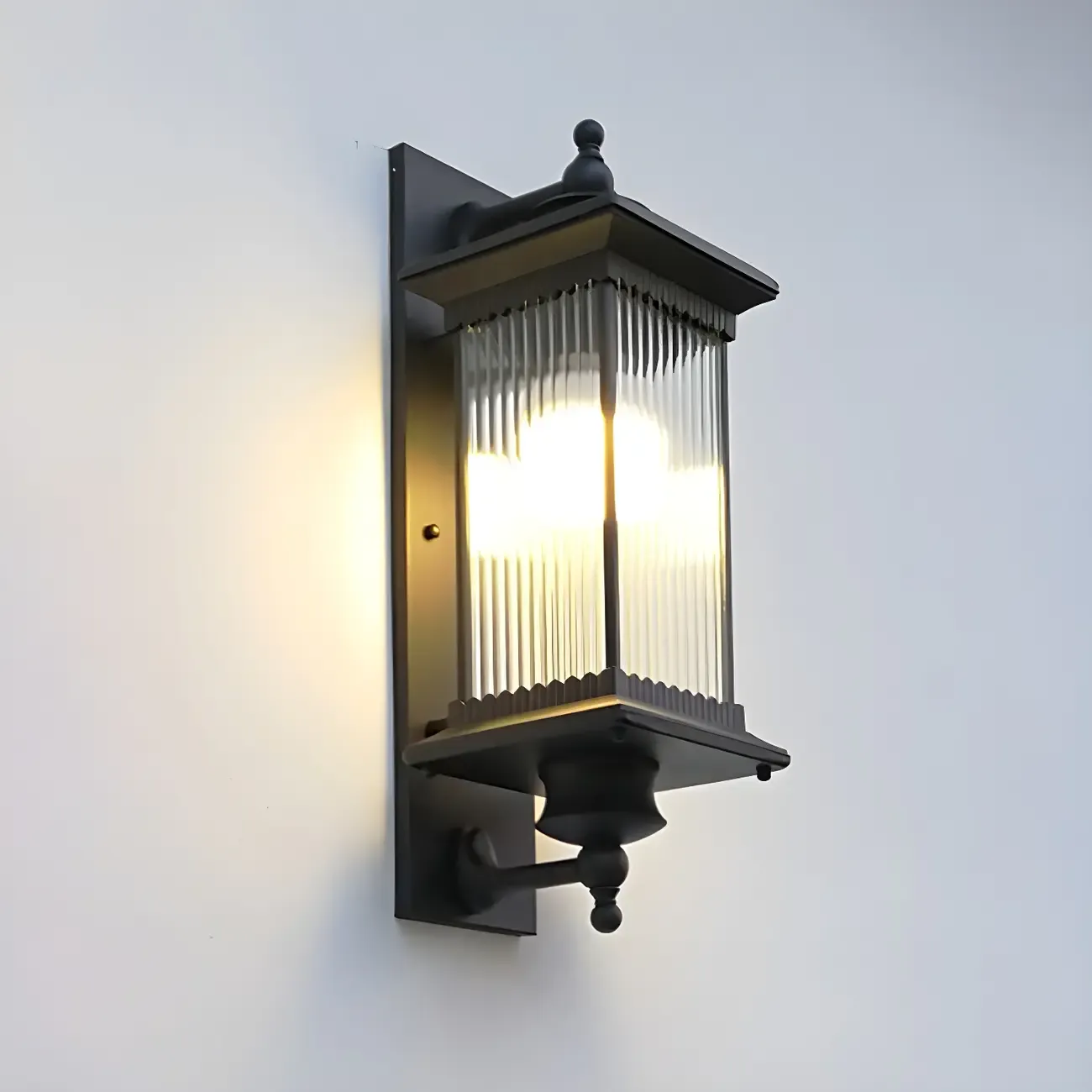 Modern Black Geometric Glass Shade Outdoor Wall Light Image - 6