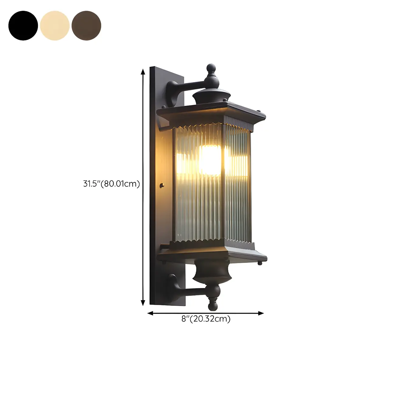 Modern Black Geometric Glass Shade Outdoor Wall Light #size
