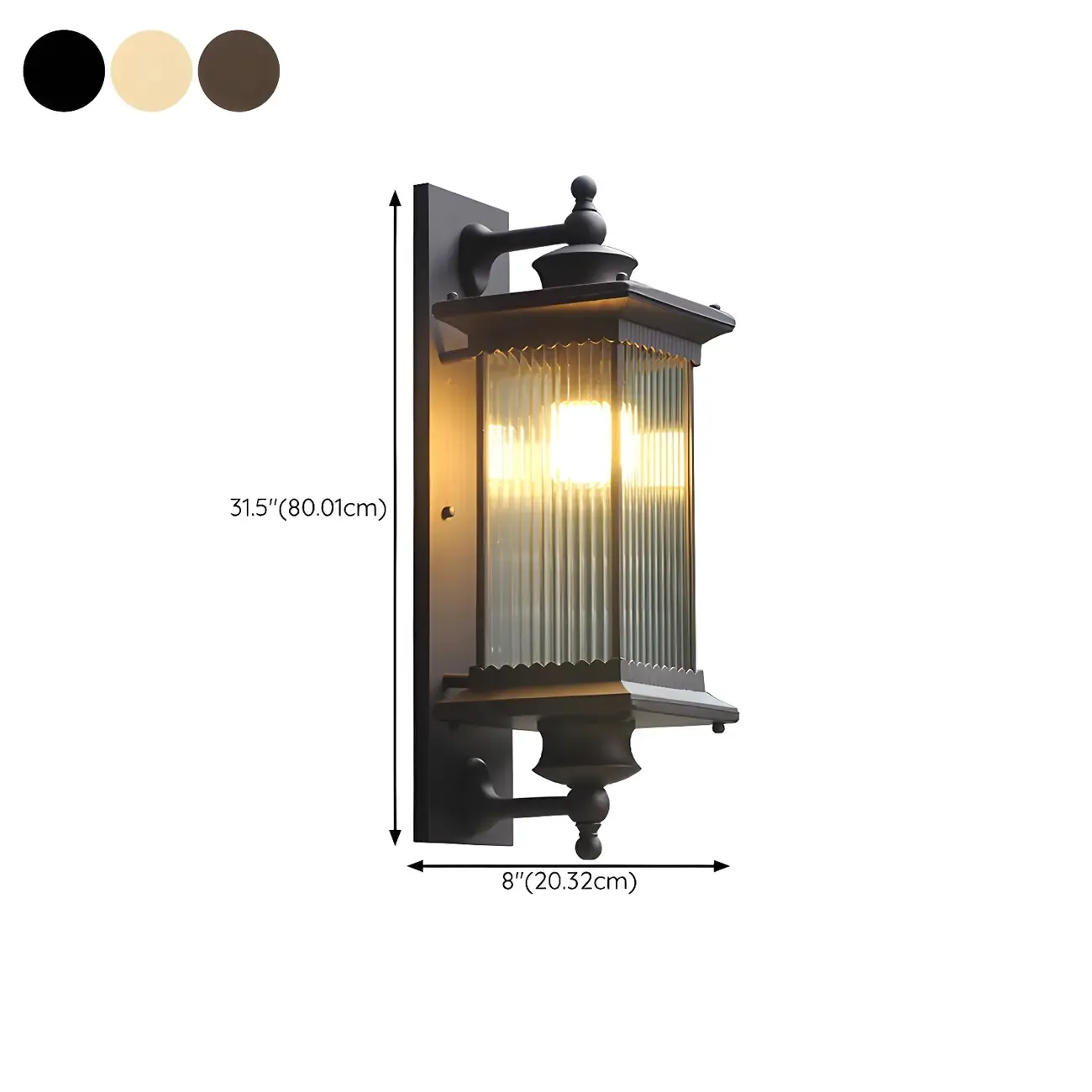 Modern Black Geometric Glass Shade Outdoor Wall Light #size