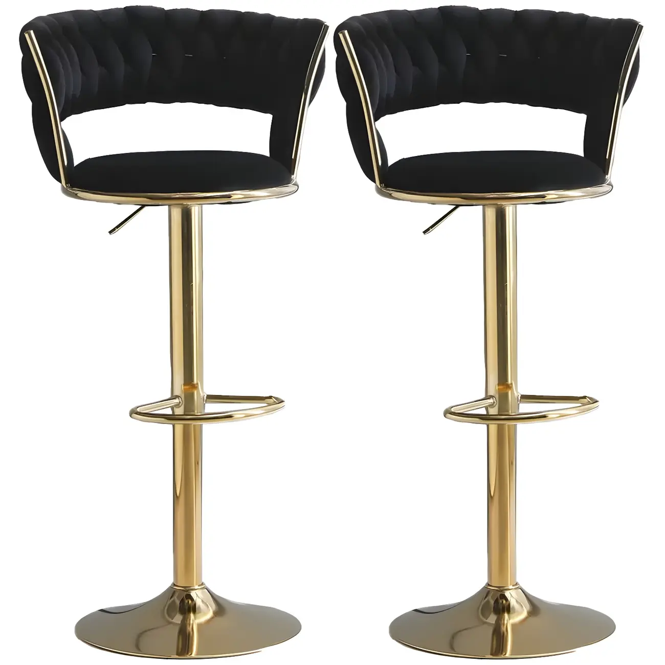 Luxurious Velvet Adjustable Bar Stools with Backrest for Home Bar Image - 3 | homeyfad